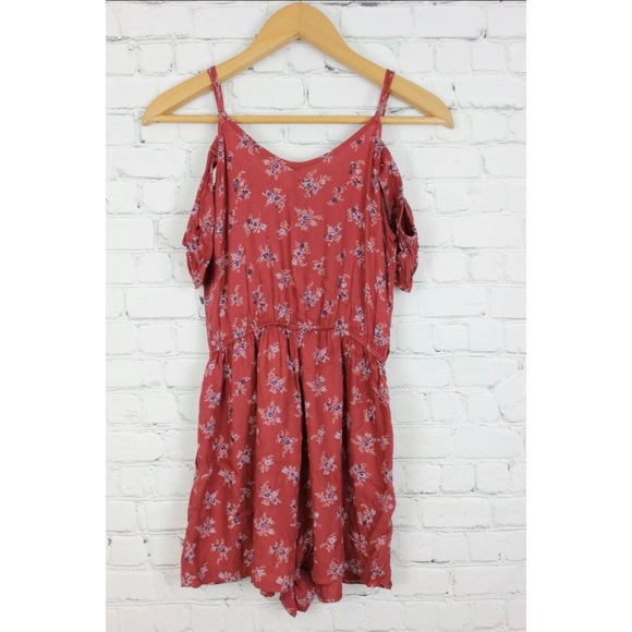 American Eagle Size XS Pink Red Romper Floral - Picture 6 of 8